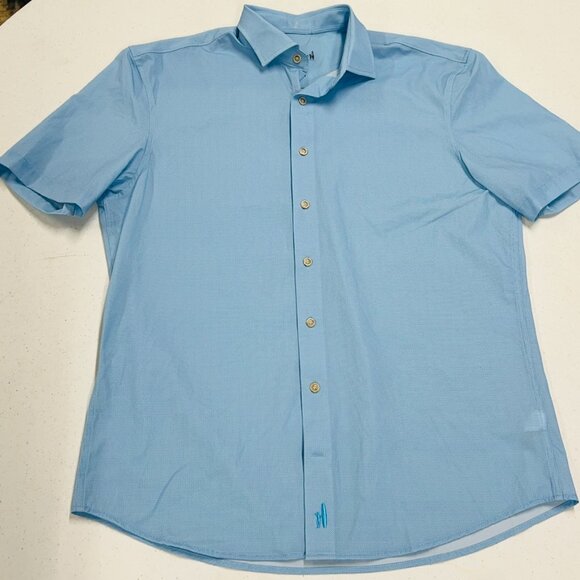 Johnnie-O Short Sleeve Hangin' Out Knit Button Down Shirt - Spielman NWOT Medium - Picture 7 of 9